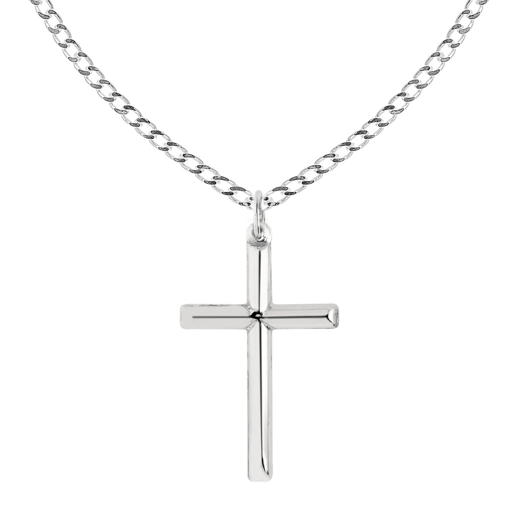 Sterling Silver Tubular Cross Charm Necklace 24 Inches X288828