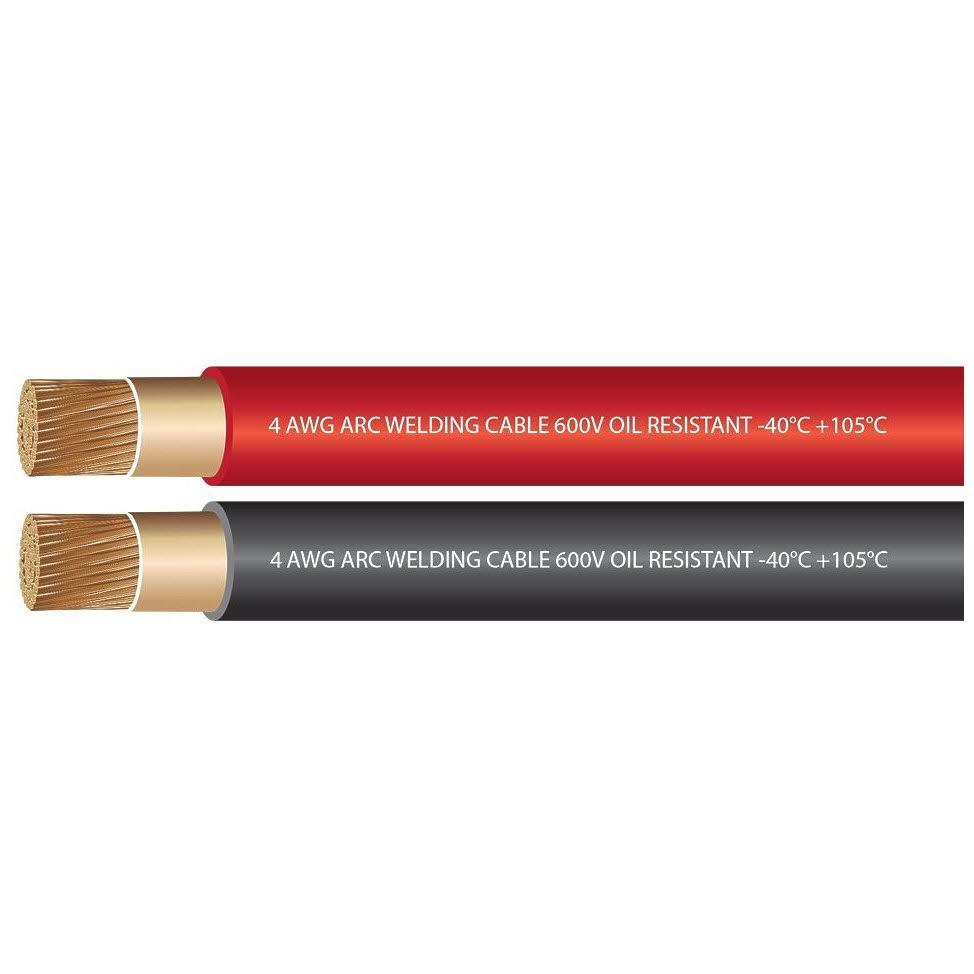 4 Gauge Extra Flexible Welding Cable 600 Volt Combo Pack - Black+Red - 15 Feet of Each Color Z68489