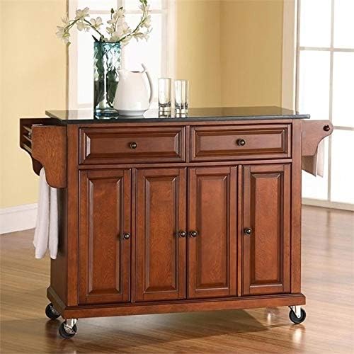 Solid Black Granite Top Kitchen Cart X5225