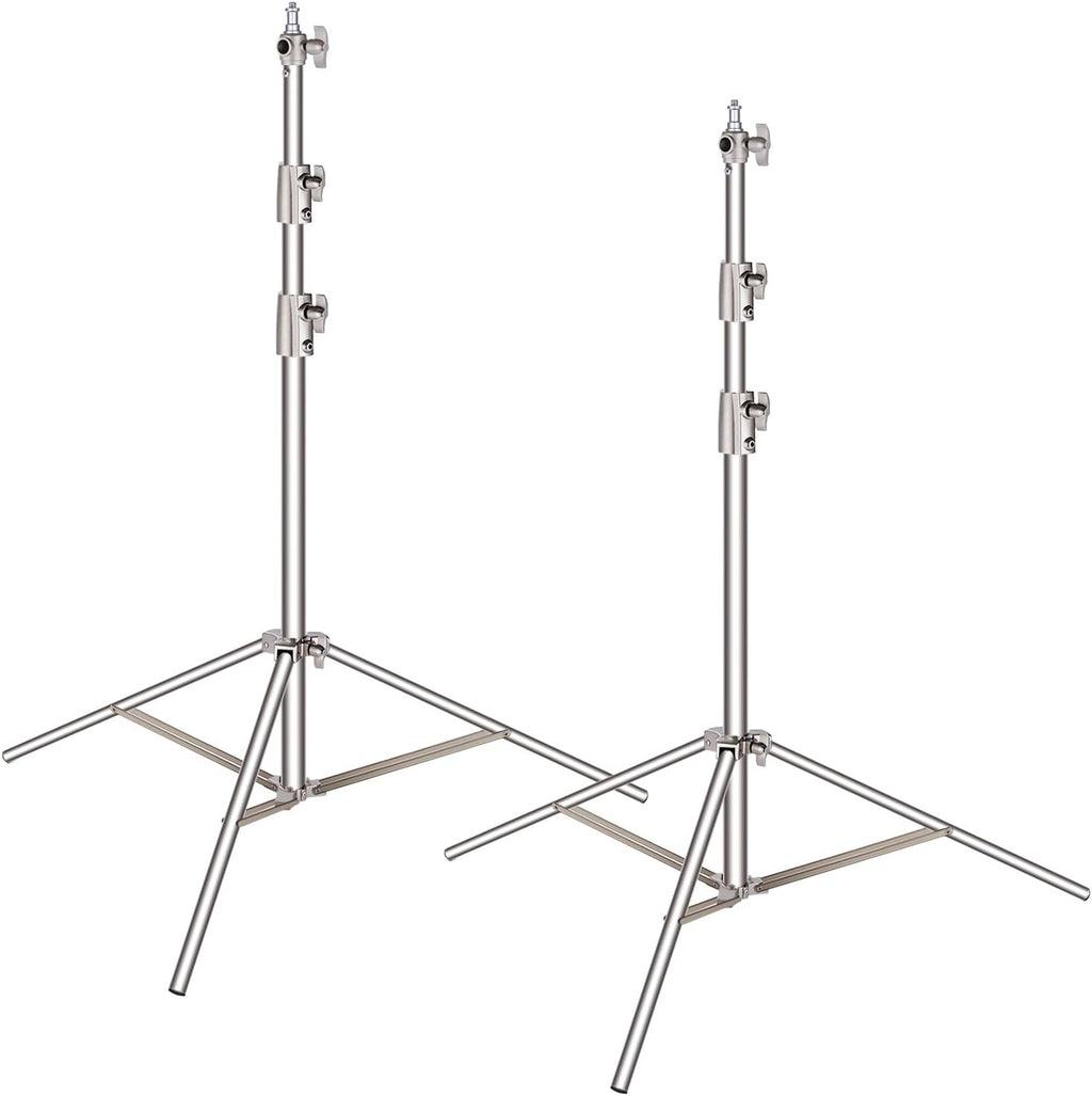 2 Pieces 260cm Stainless Steel Light Stand Kit with 1/4" to 3/8" Adapter L6366