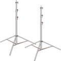 2 Pieces 260cm Stainless Steel Light Stand Kit with 1/4" to 3/8" Adapter L6366