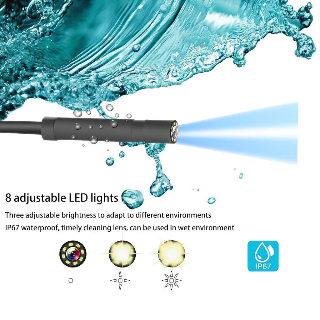 Endoscope Camera with Lights, 1080P HD Borescope Camera 4.3 Inch LCD Screen, IP67 Waterproof, 8 LED Lights, 3000mAh Battery, 32GB TF Card, Pack of 2 S8471