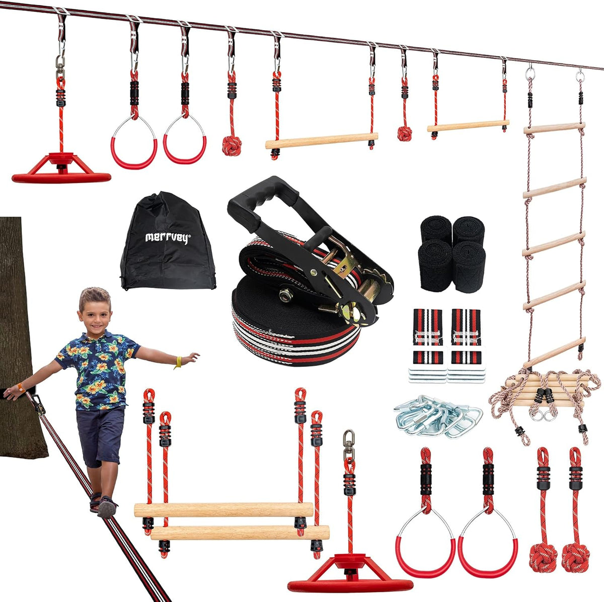 50FT Ninja Warrior Obstacle Course Outdoor Playset J713