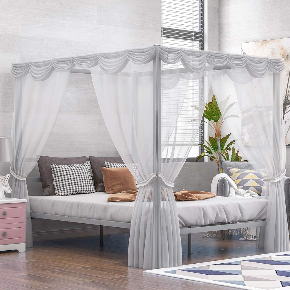 Black Queen Metal Canopy Bed Frame P5413