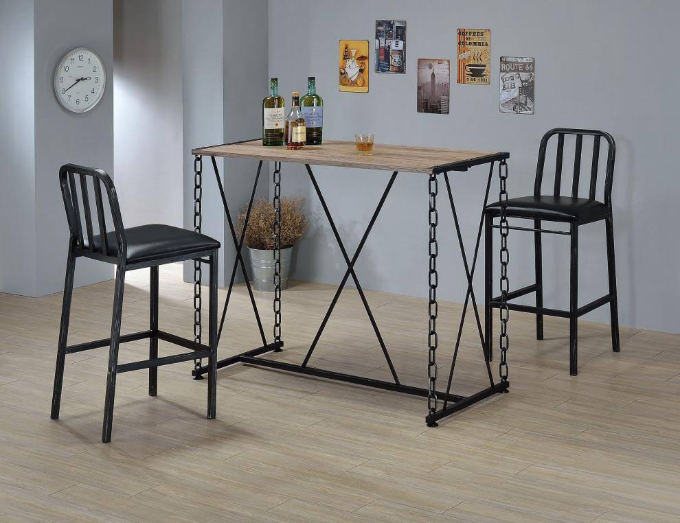 Oak and Black Bar Table T501108