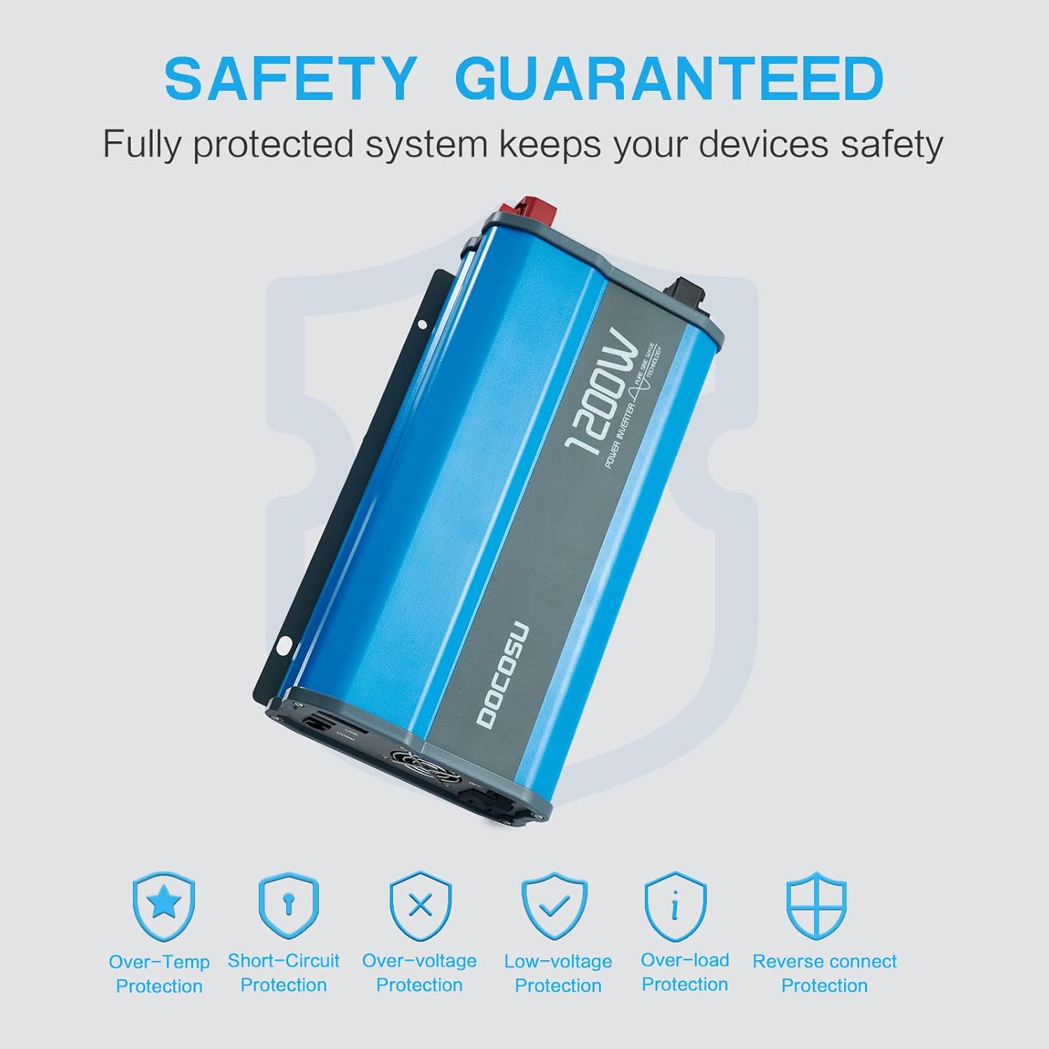 1200W Pure Sine Wave Power Inverter DC 12V to AC 110V with LED Display 2.4A USB Port H564