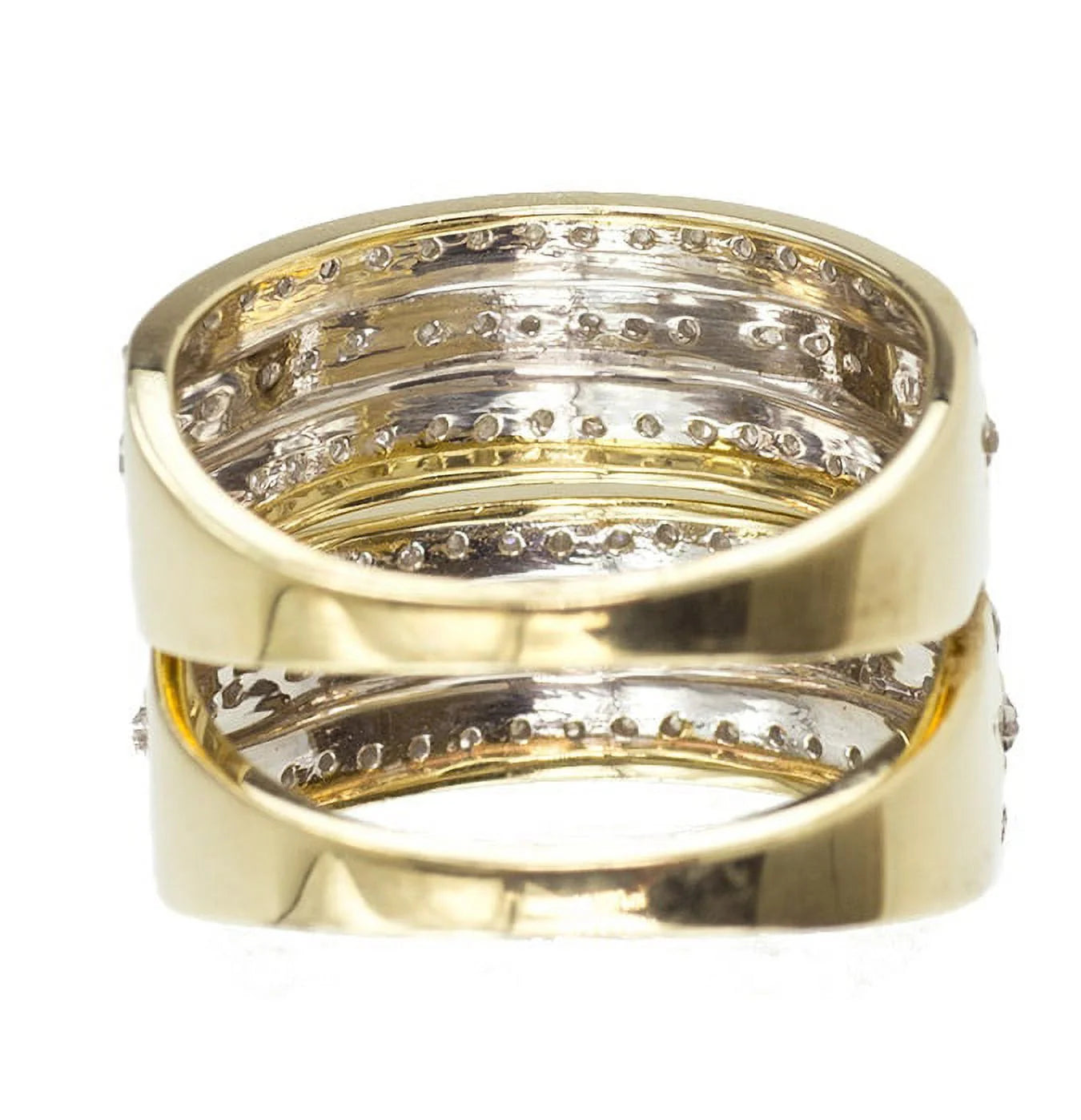 10k Yellow Gold Pave Diamond Trio Wedding Engagement Ring Set 1.0ct N23957