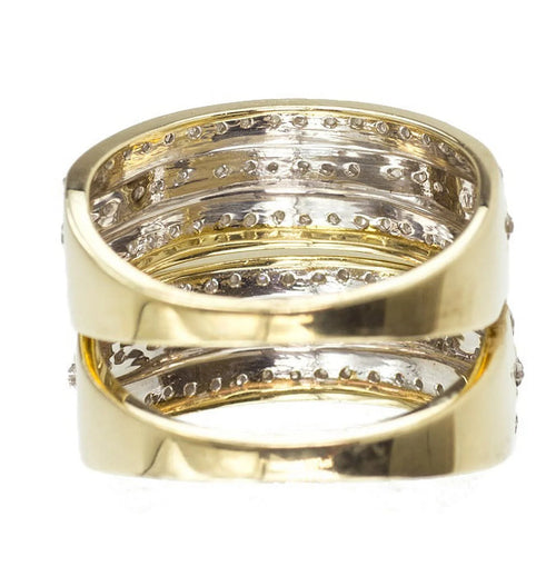 10k Yellow Gold Pave Diamond Trio Wedding Engagement Ring Set 1.0ct N23957
