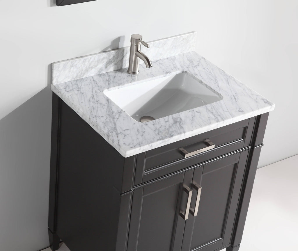 White Single Sink Bathroom Vanity Set with Carrara Marble Vanity Top T50627