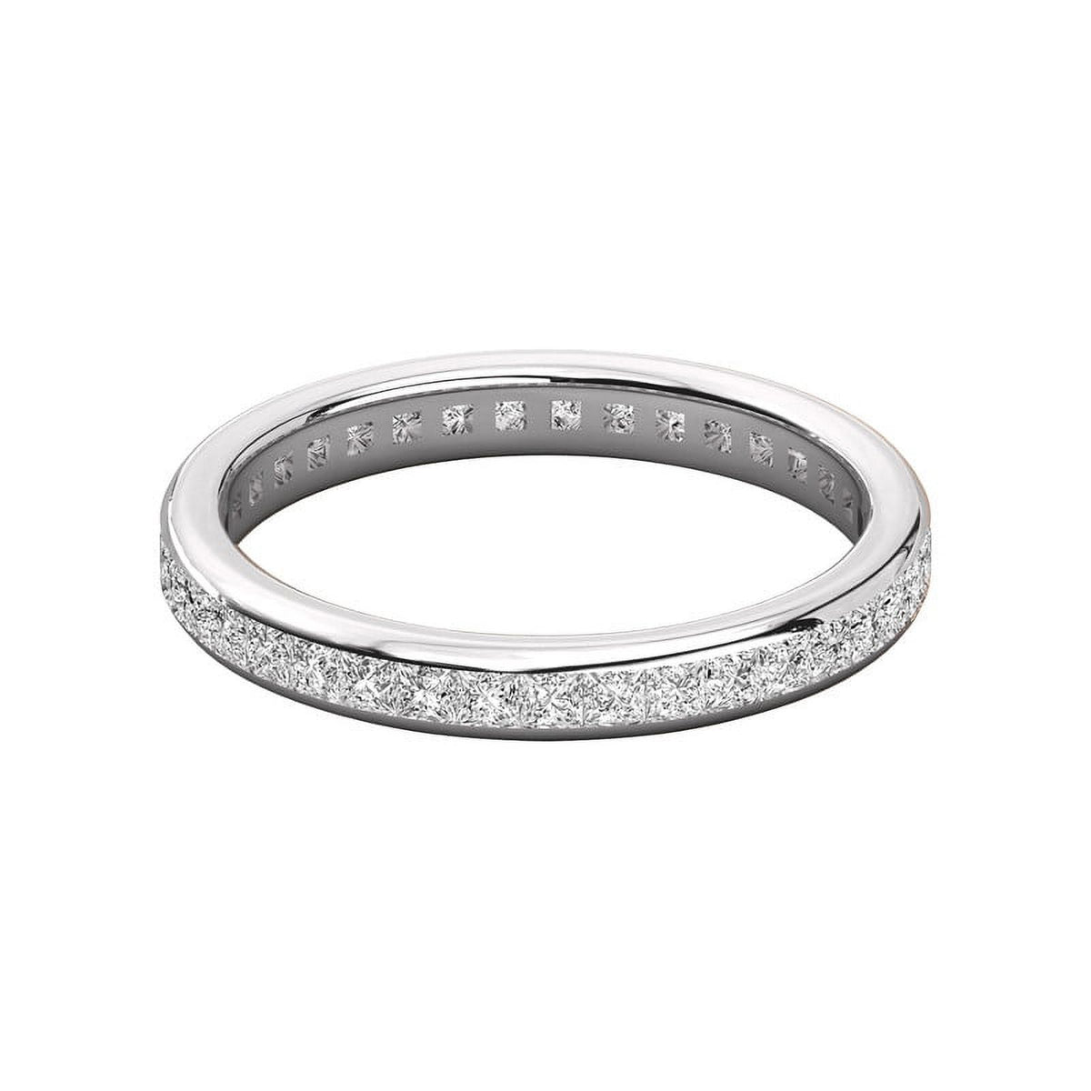 1.70MM Princess Cut Colorless Moissanite Eternity Band, 925 Silver Q679