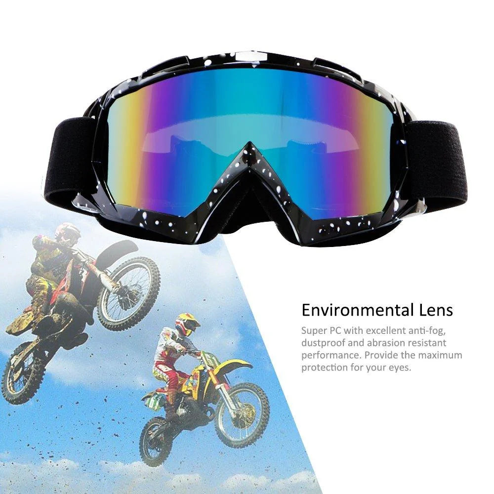 Motorcycle Goggles Windproof Dustproof Racing Goggles Scratch Resistant PU Resin Black Frame Color Lens H38463