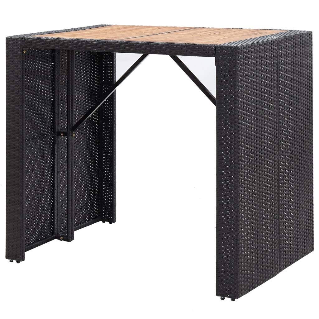 5 Piece Outdoor Bar Set Poly Rattan and Acacia Wood Black M9181