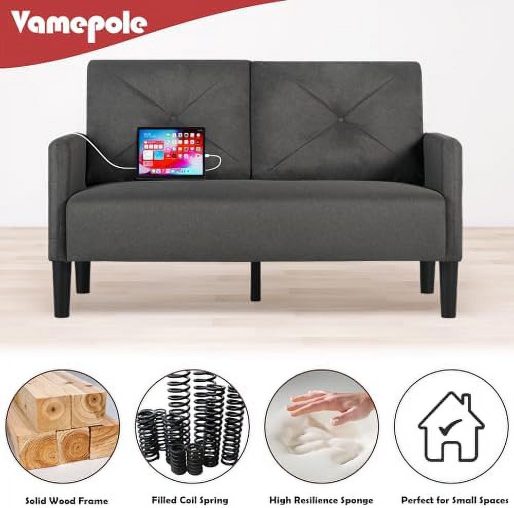 56" Tufted 2 Seater Sofa with Charger Port A927