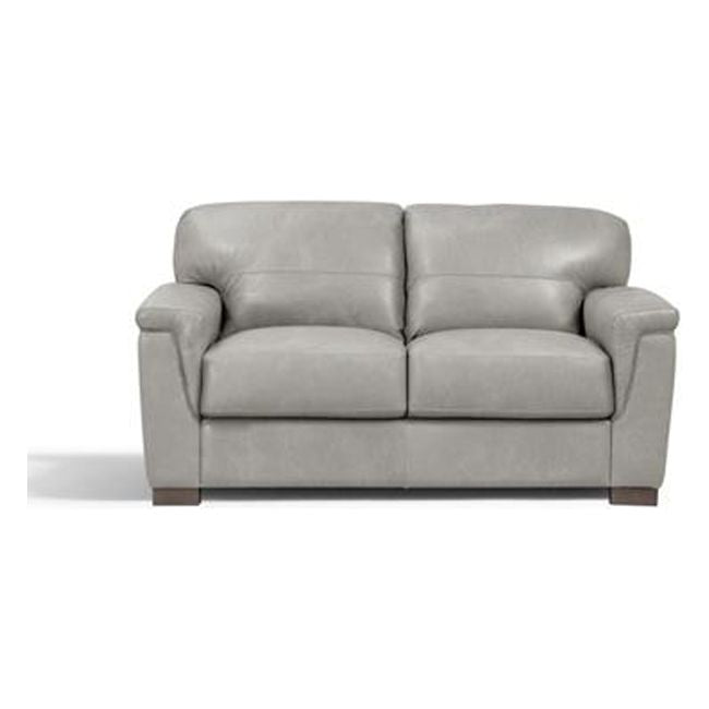 Gray & Black Leather Love Seat C1886