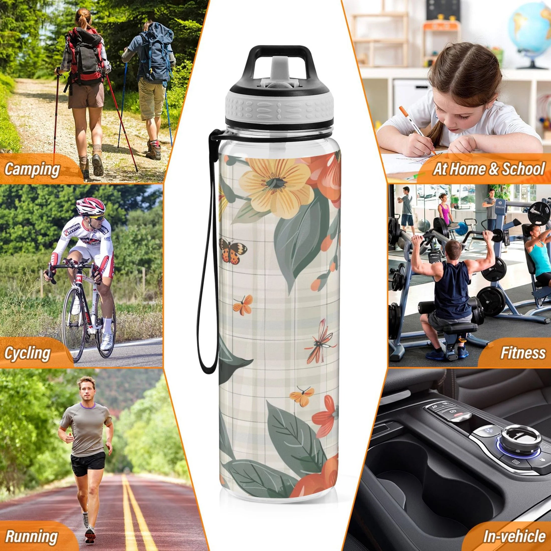 32oz Clear Triton Sports Water Bottle with Straw T76632