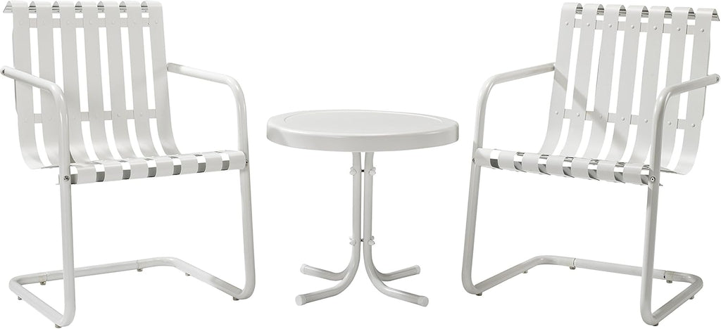 Caribbean Blue Retro Metal Outdoor Conversation Set with Side Table and 2 Chairs U546837
