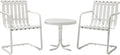 Caribbean Blue Retro Metal Outdoor Conversation Set with Side Table and 2 Chairs U546837