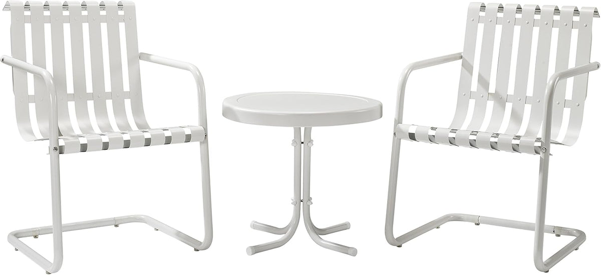 Caribbean Blue Retro Metal Outdoor Conversation Set with Side Table and 2 Chairs U546837