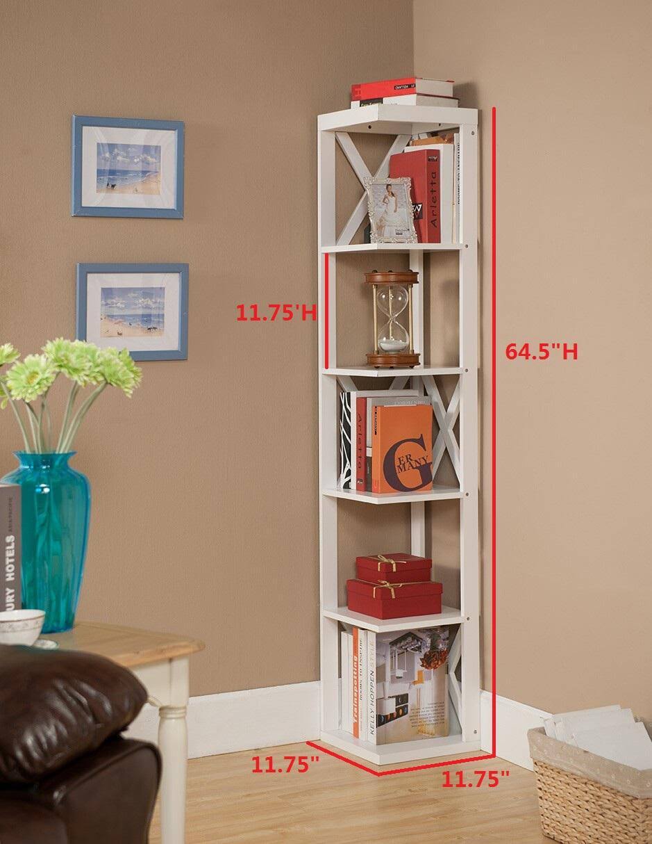 Espresso Wood 5 Tier Corner Bookcase J86608