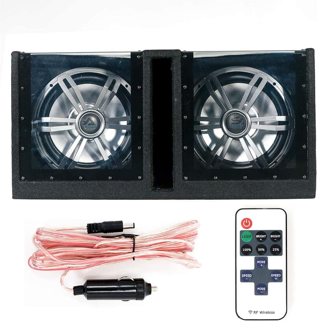 Dual 12 Inch Vented 1200 Watt Car Audio Subwoofer Box with LED Lights & Plexiglass Window X644