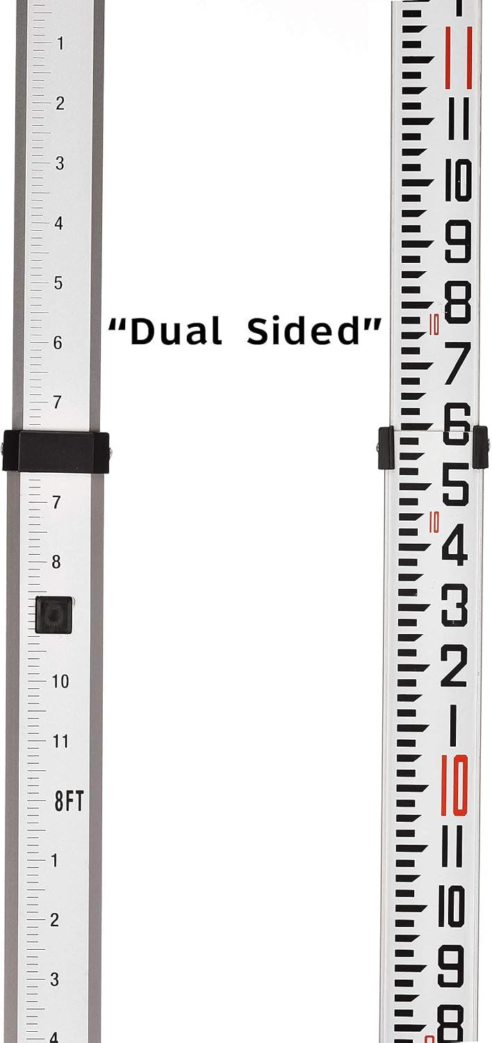 9 FT Dual Sided Aluminum Grade Rod with Carrying Case Pack of 2 Q8183
