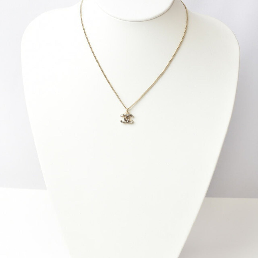Gold Rhinestone CC Pendant Necklace M104969