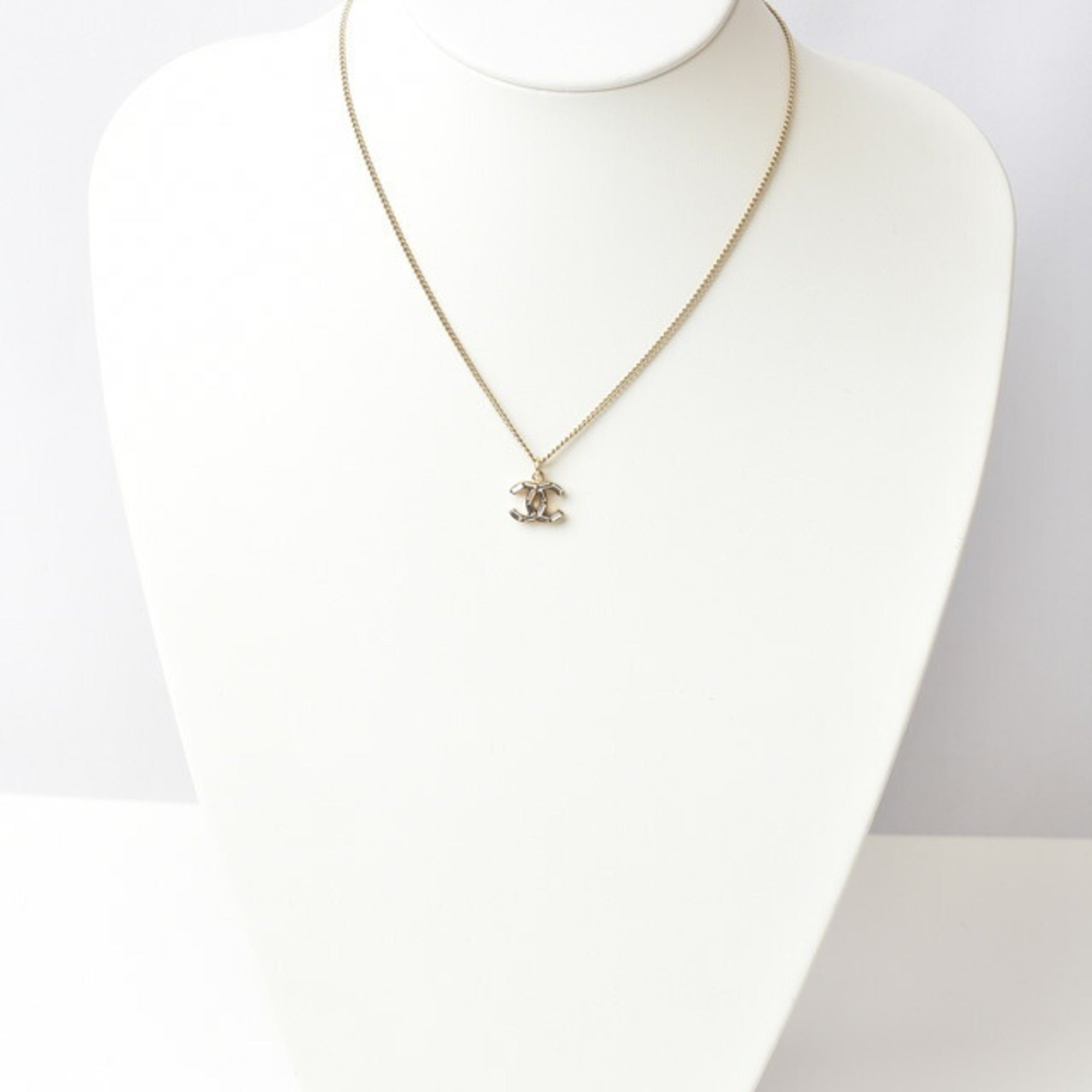 Gold Rhinestone CC Pendant Necklace M104969