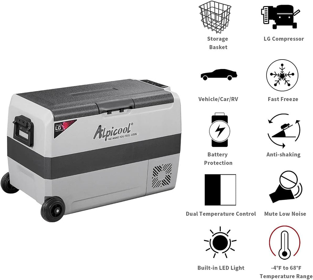 53 Quart Dual Temperature Control Portable Car Fridge Freezer R613