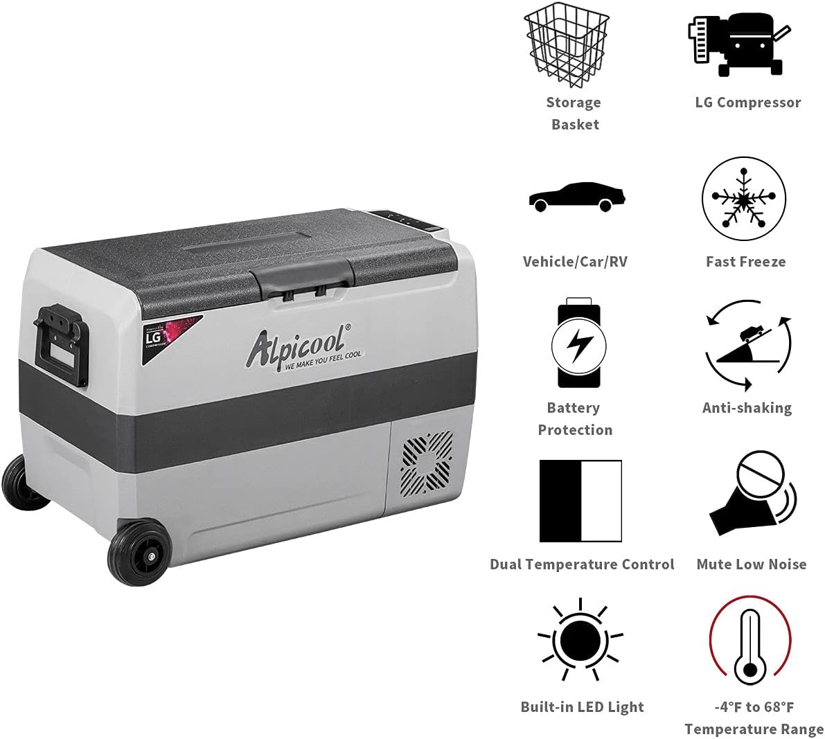 53 Quart Dual Temperature Control Portable Car Fridge Freezer R613