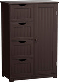 Gray Wooden Bathroom Floor Cabinet with 1 Door & 4 Drawer R24221