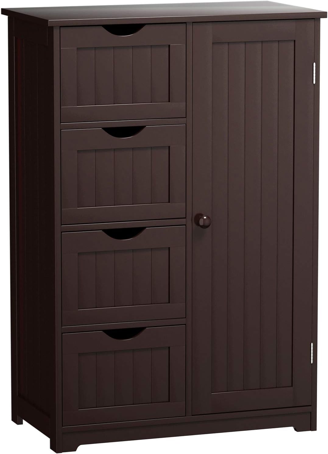 Gray Wooden Bathroom Floor Cabinet with 1 Door & 4 Drawer R24221