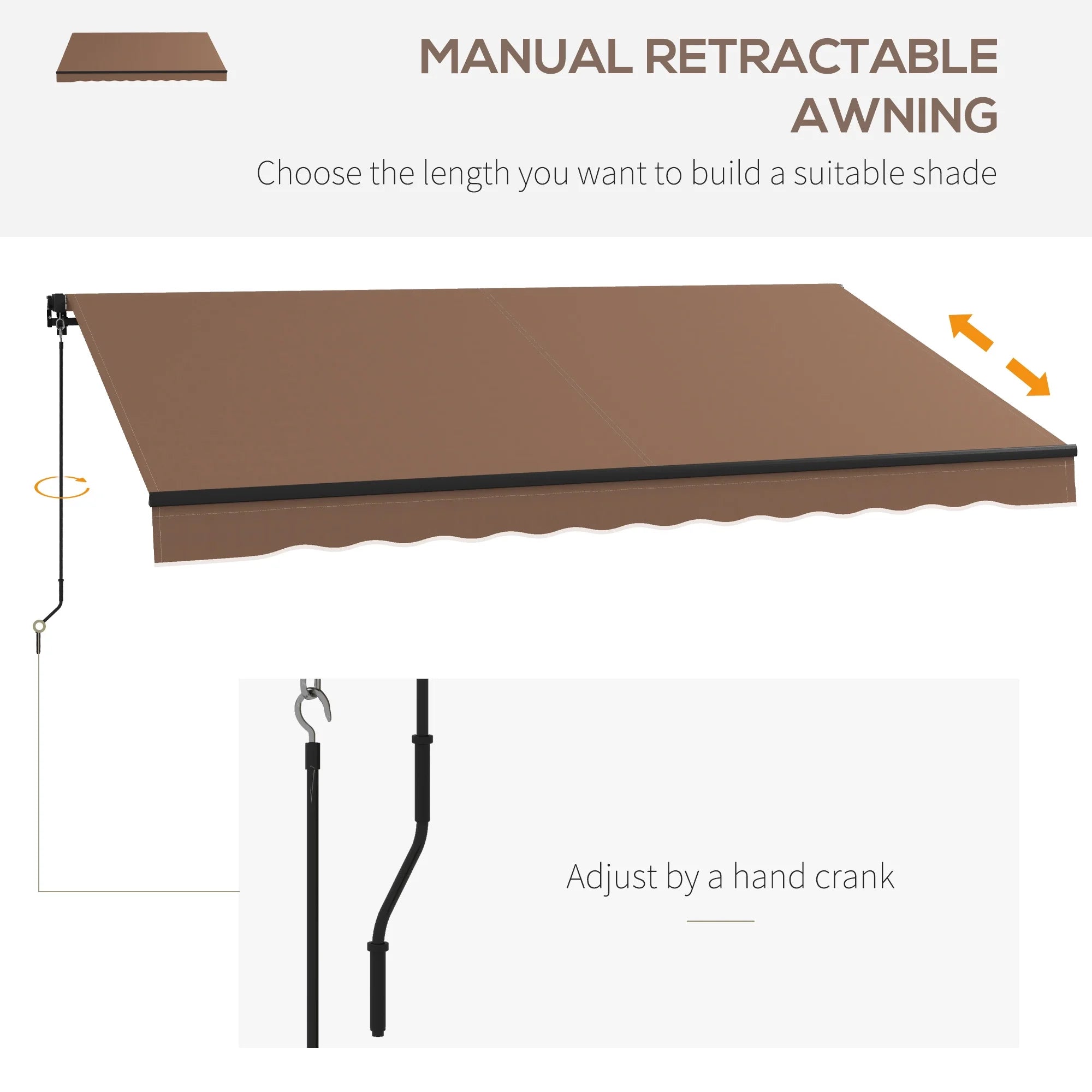 Coffee Patio Retractable Awning Sunshade Shelter J51276