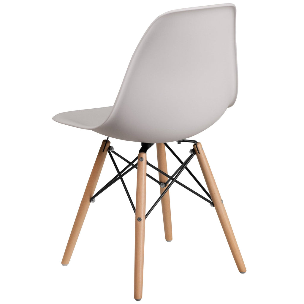 Orange Plastic Chair with Wood Base S508697