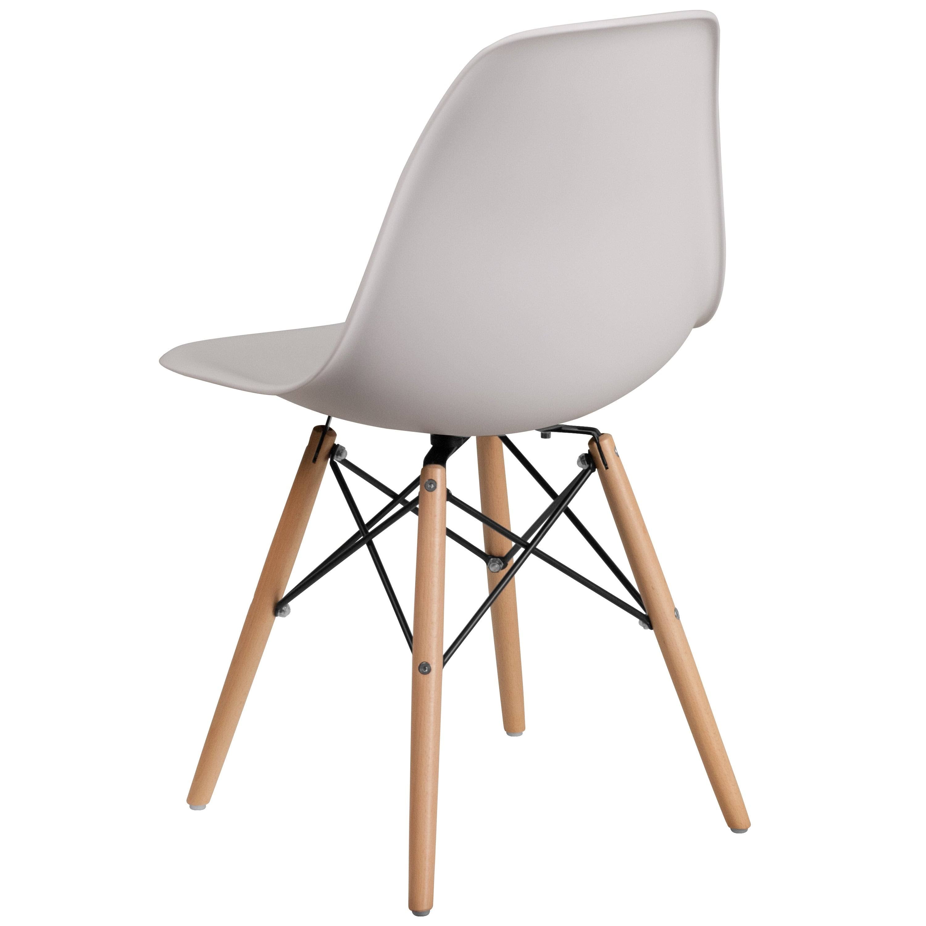 Orange Plastic Chair with Wood Base S508697