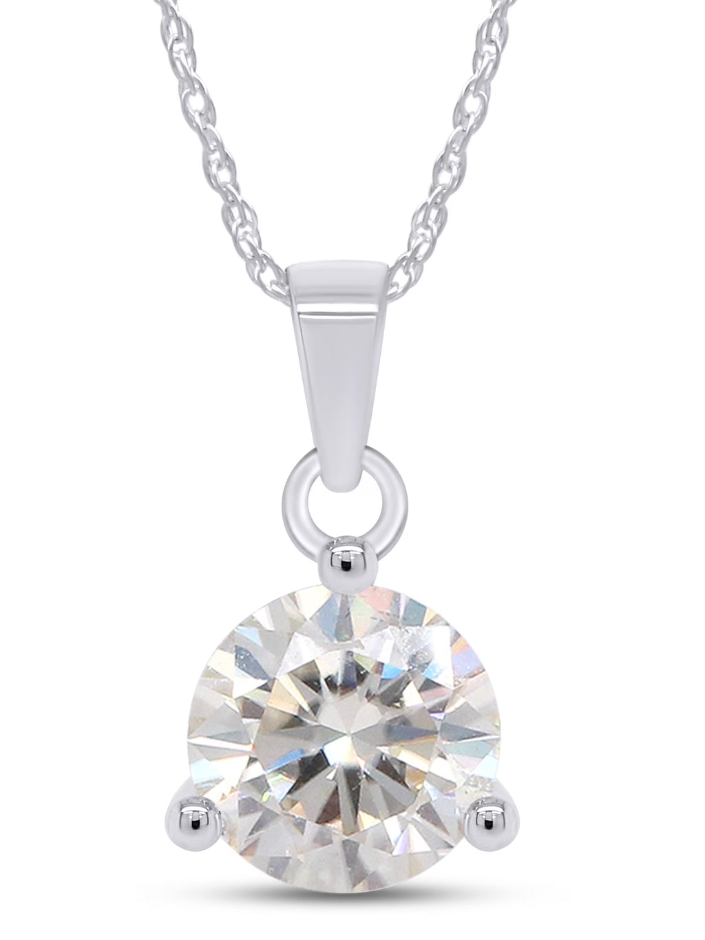 2CT Moissanite Pendant Necklace 18K White Gold Plated Silver D Color Ideal Cut Q880