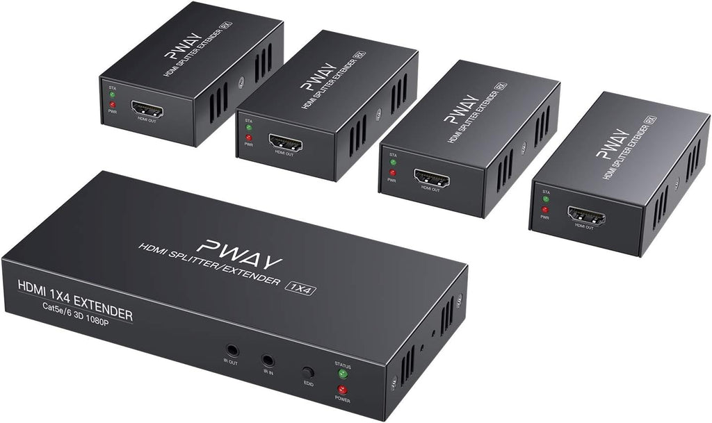 1x4 HDMI Extender Splitter 1080P Over Ethernet Cat5 Cat5e Cat6 I1916