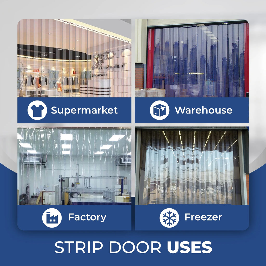 Clear PVC Strip Door Curtain Kit, 42 in. Width x 84 in. Height, 8 in. Wide x .08 in. Thick, 50% Overlap U7333