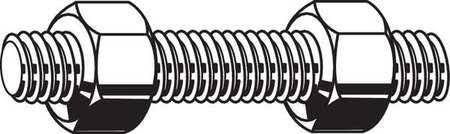 Threaded Stud, Plain, 3/4-10X6-1/2, PK50 I1724