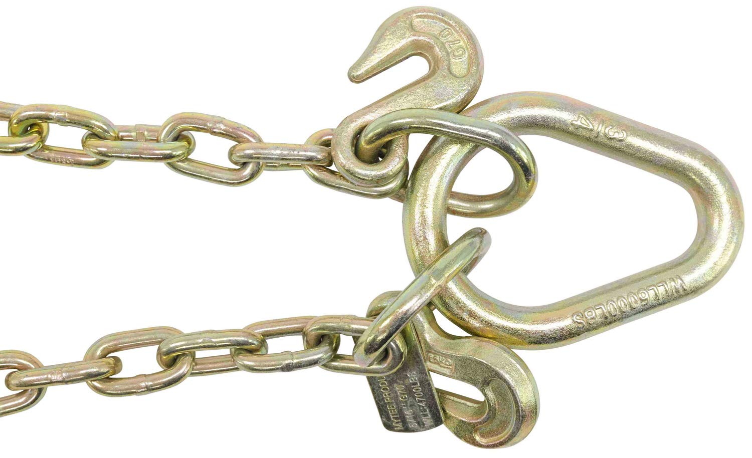 5/16" G70 V-Chain Bridle with 15" Large J Hooks, T-Hook & J-Hook with Grab Hooks 2' Legs (2 Pack) T423798