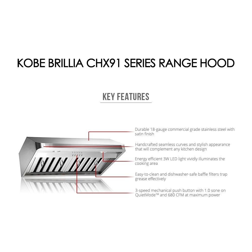 36-Inch Under Cabinet Range Hood, 3-Speed, 680 CFM, LED V639