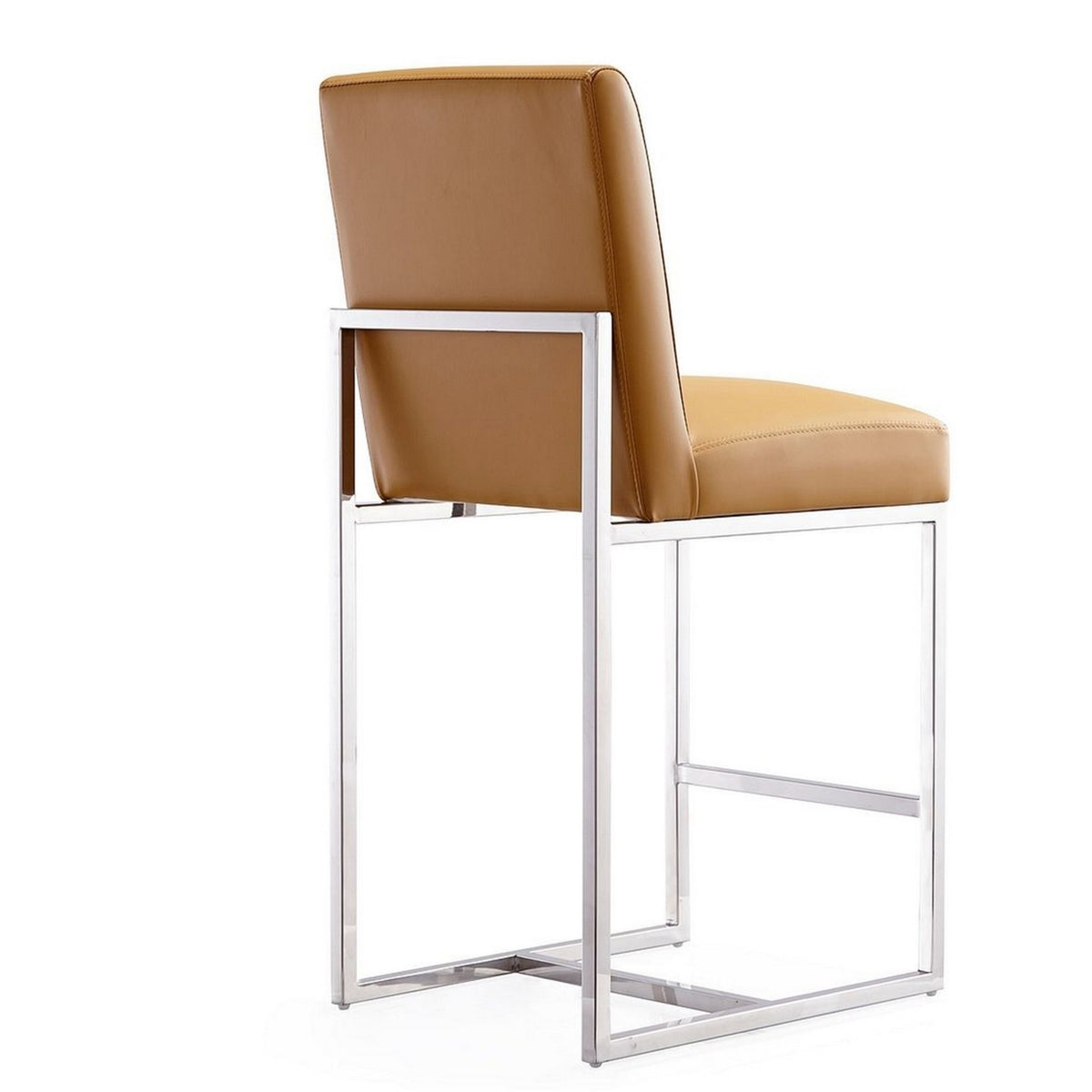 Camel Polished Chrome Stainless Steel Counter Height Bar Stool Set of 2 C388872