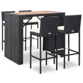 5 Piece Outdoor Bar Set Poly Rattan and Acacia Wood Black M9181