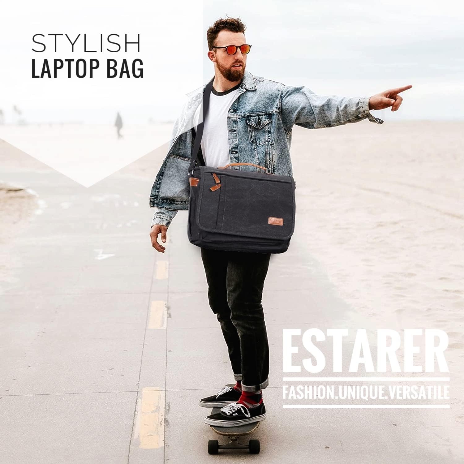 Water-resistance Canvas Laptop Messenger Bag W516