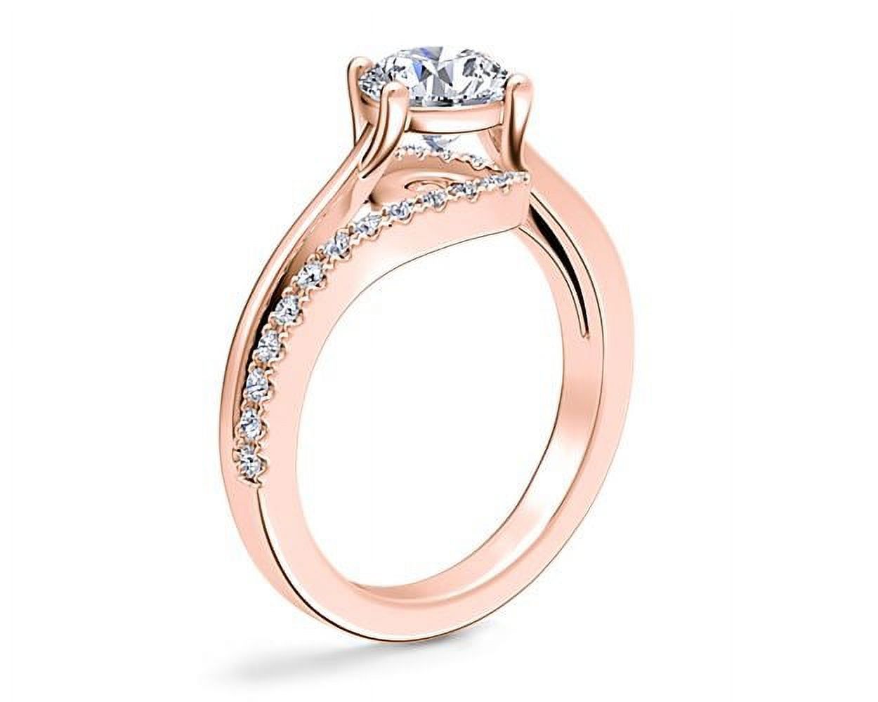 0.70 Carat Round Cut Real Diamond Solitaire Ring with Accents Solid 14K Rose Gold Size 11 J2119