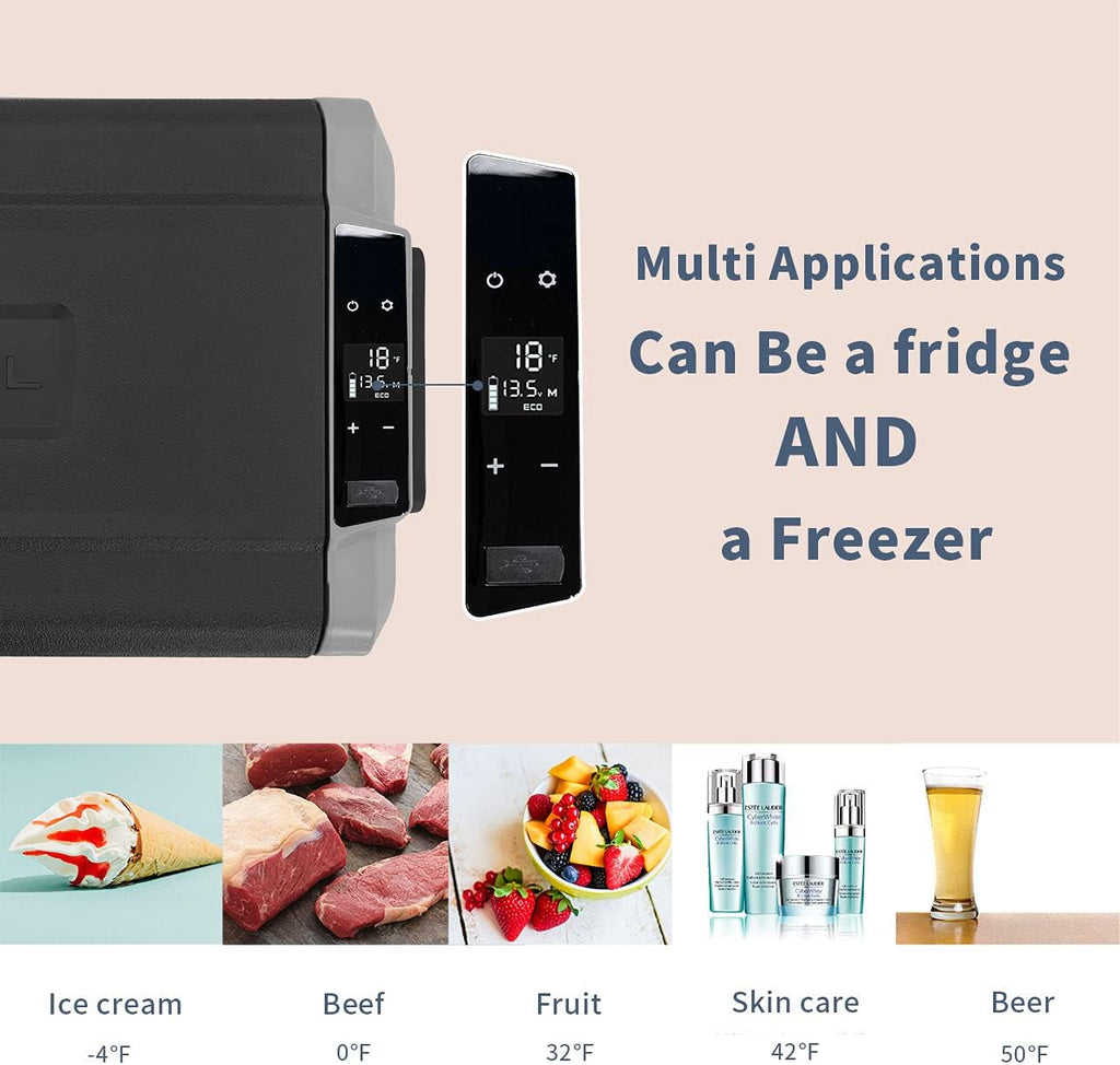 53 Quart Dual Temperature Control Portable Car Fridge Freezer R613