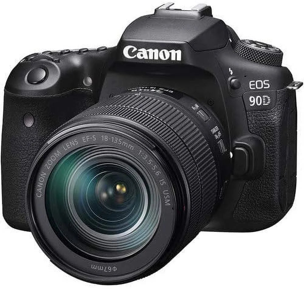 Canon EOS 90D DSLR Camera with 18-135mm USM Lens Kit, 128GB Memory, LED Light, Condenser Microphone, 60" Tripod M269