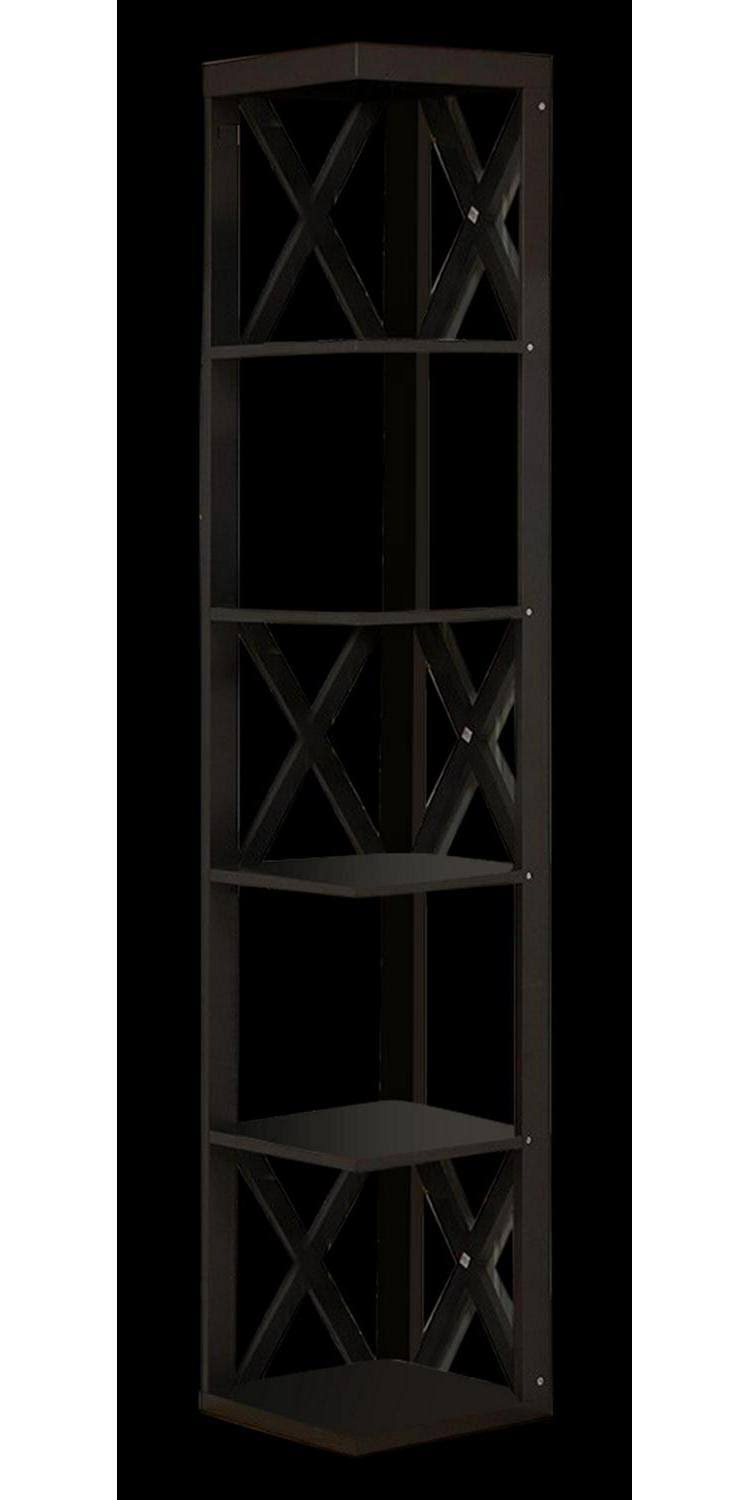 Espresso Wood 5 Tier Corner Bookcase J86608