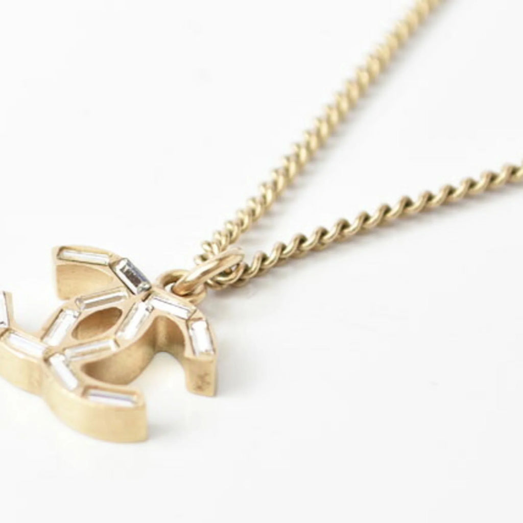 Gold Rhinestone CC Pendant Necklace M104969