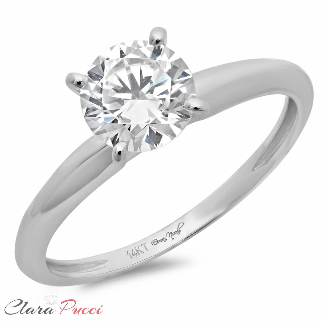1.5ct Round Cut Clear Lab Created Moissanite 18k White Gold Solitaire Ring Size 3.5 V4816