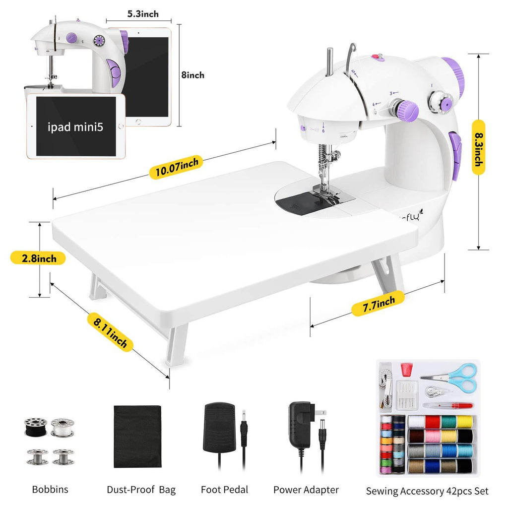 White Mini Sewing Machine with Extension Table W92624